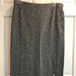 Midi black, grey, and white business skirt